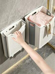Foldable Desk Laundry Hamper - Wall-Mounted Bathroom Basket, Suitable For Laundries And Home Bathrooms, Featuring A Design. Serves As Bathroom Storage, Is Easy To Use, Keeps Items Tidy, Saves Space And Boasts A Minimalist Style. - Multiple Specifications - View 8