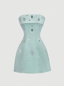 MOD Vestido mini elegante y brillante de color rosa - Verde - Ver 11
