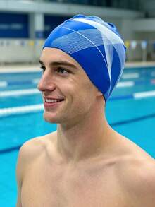 Adult Silicone Swim Cap, Soft Stretch Non-Slip, Printed Colorful Swimming Cap, High Elasticity, For Water Sports Training, Unisex – Comfortable Fit Without Headache, Suitable For Short/Long Hair, Keeps Hair Dry - Multicolor - View 10