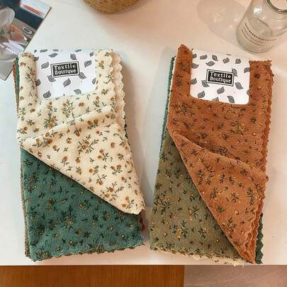 Set de 4 paños de cocina con estampado floral colorido, trapos de limpieza de secado rápido, 30 x 30 cm, súper suaves y transpirables, adecuados para el baño, manteles, lavar platos y vasos, toallas reutilizables para el hogar