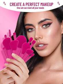 Bộ 10 cọ trang điểm chuyên nghiệp, bao gồm cọ phấn phủ, cọ tạo khối, cọ má hồng, cọ nền, cọ phấn mắt, cọ che khuyết điểm, với sợi lông siêu mềm và tay cầm thời trang. - Màu Hồng Tươi - Xem 2
