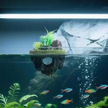 自然風格漂浮水族箱裝飾，附岩石洞穴遮蔽處與人造綠色植物 - 歡樂水族 - 查看 4