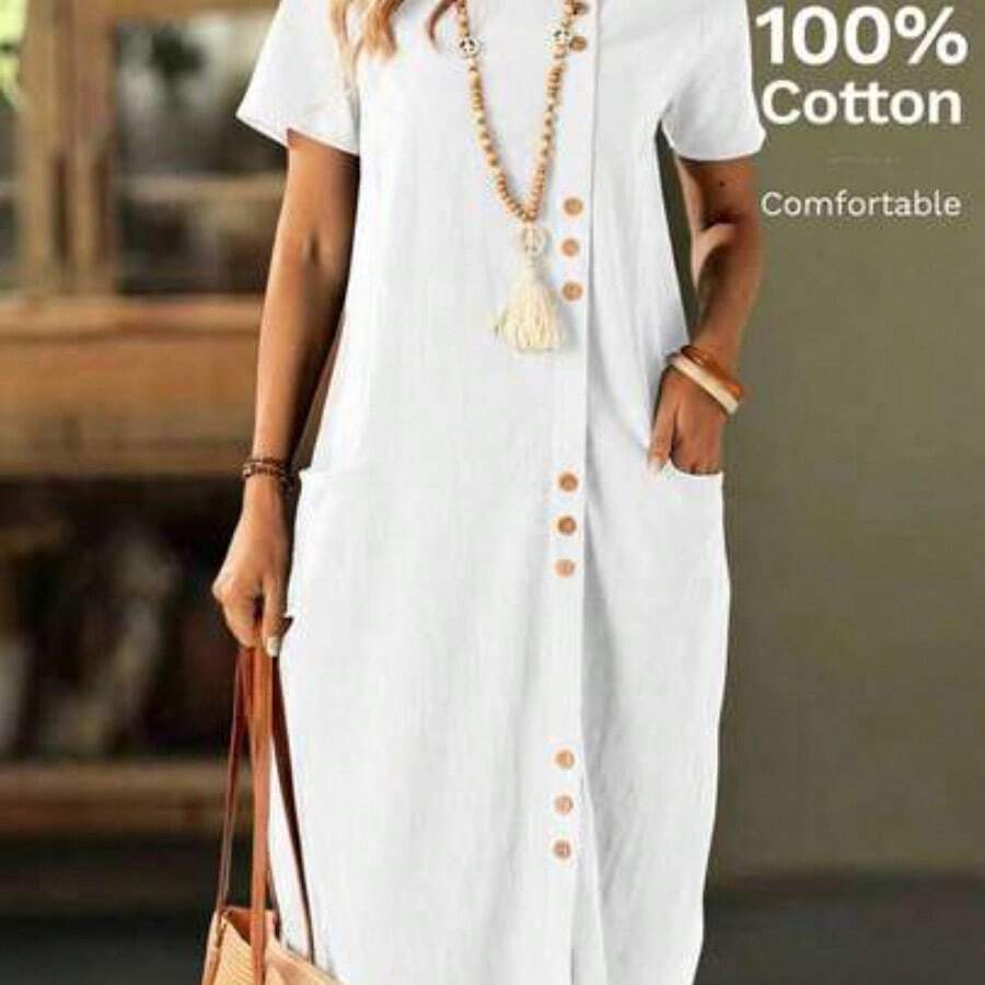 Women Midi Dresses - Putih - View 1