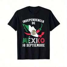 1 pieza Independencia de México 16 de Septiembre Camiseta de Independencia Mexicana Uso Diario 180g 100% Algodón - Blanco - Ver 6