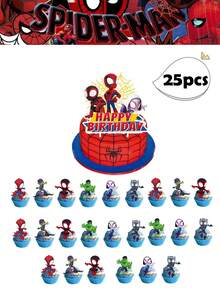 Marvel 蜘蛛人主題，適用於蛋糕裝飾配件和生日派對、野餐、家人朋友聚會、生日慶祝和戶外晚餐等派對用品 - 多款 - 查看 7