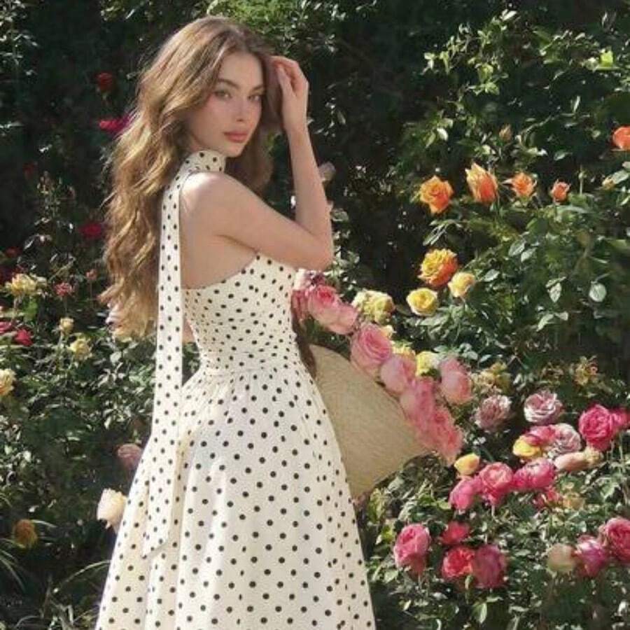 Women Long Dresses - Black and White - View 1