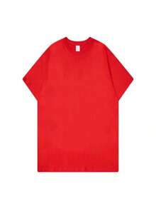 Women's Crew Neck T-Shirt With  Anime Letter Print, Simple Design, Comfortable And Breathable, Suitable For Casual And Versatile Daily Wear, Showing A Natural And Elegant Style, A Must-Have For Summer Parties, Local Shipping, Dragonfly Rose 100% Pure Cotton. - 紅色 - 查看 3
