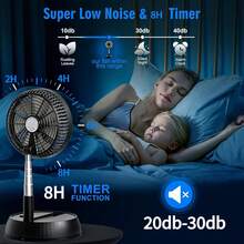 Outdoor Foldable Tabletop Electric Fan For Camping Household Use Wireless Remote Control Silent Operation Timing Function Left And Right Rotation 7200mAh Vertical Design 8-Inch USB Aluminum Alloy - 檯面風扇 - 查看 4