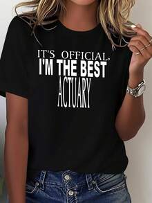 Camiseta Divertida de Actuaria para Mujer - con el eslogan "Oficialmente Certificado, Soy el Mejor Actuaria" y símbolos de actuaria (π, Δ) - Camiseta 100% casual y cómoda para todas las estaciones, adecuada para actuarias - Ropa de regalo lavable a máquina con patrones geométricos y corte holgado - Elegante camiseta roja de manga corta, adecuada para uso casual - Perfecta para salidas informales y para la oficina - Prenda llamativa para fans de la actuaria blusa casual mujer - Negro - Ver 7
