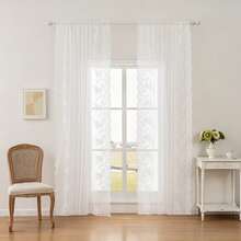 Rèm voan hoa văn có túi (1/2 chiếc), rèm ren xếp ly hai mặt, rèm jacquard cản sáng cho phòng khách, phòng ngủ, phòng học, nhà bếp, rèm bán trong suốt, rèm tủ, rèm ngoài trời, rèm ngày lễ. - trắng - Xem 27