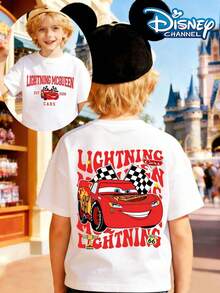 Disney Officially Licensed Boys' Lightning McQueen Cotton T-Shirt, 4-12Y, Ultra Comfort Super Soft, Double-Sided Cars 95 Print, Stylish Relaxed Fit, Daily Casual Wear, New Arrival, Express Delivery - trắng - Xem 1