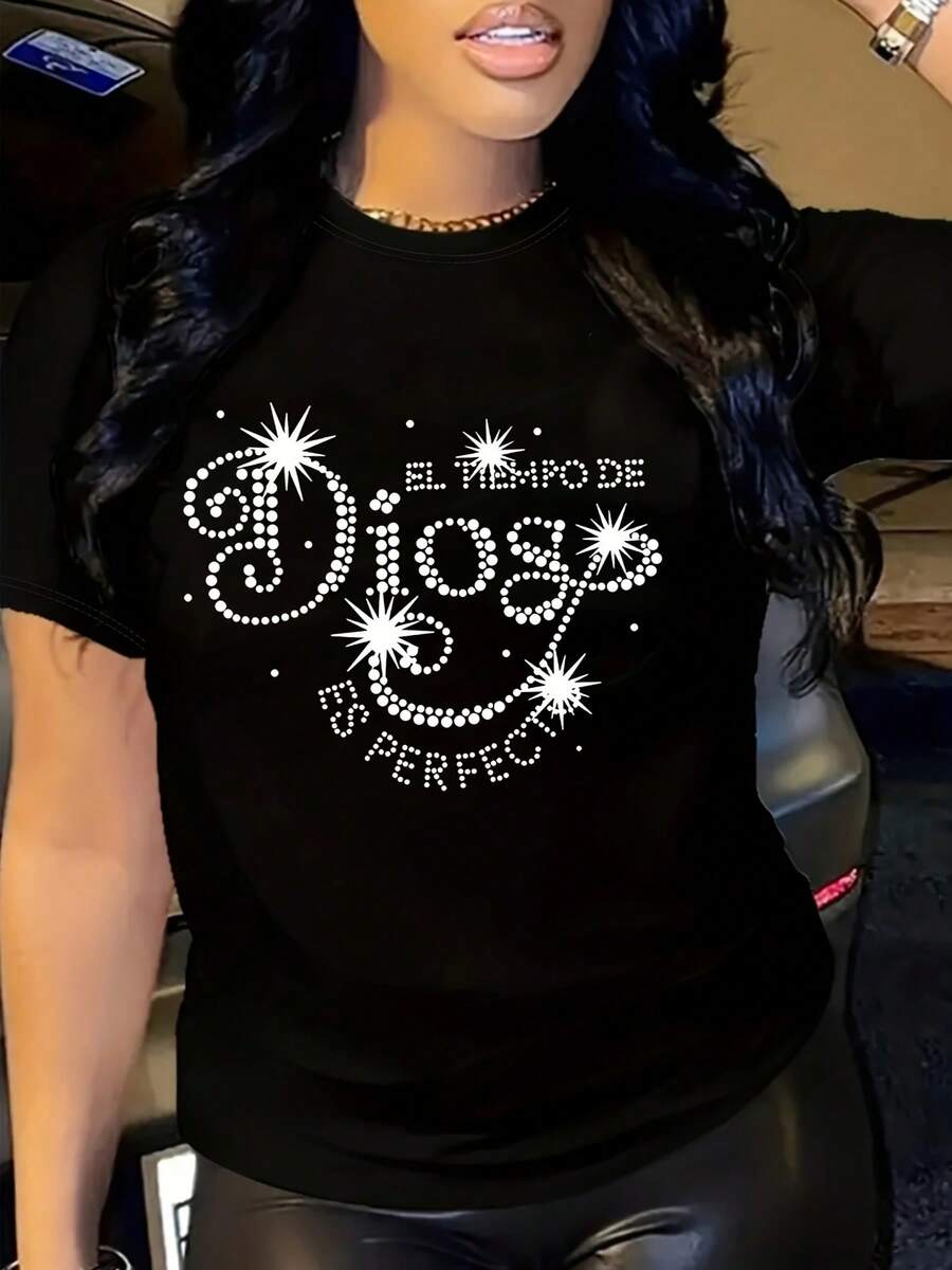 Camiseta de mujer para primavera y verano - Negro - Ver 1