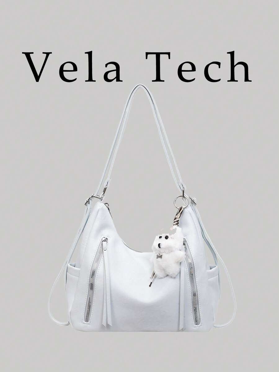 Bolso de hombro de gran capacidad, de textura mate y versátil, bolso de playa de alta gama, bolso de compras - Azul - Ver 1