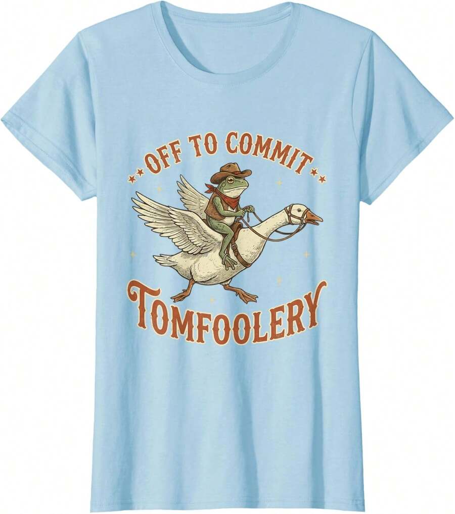 Let's Do Silly Things - Funny Sarcastic Frog T-Shirt Cottagecore Style - Pastel Blue - View 1