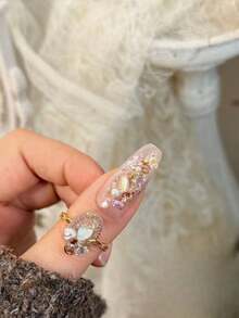 1盒珍珠奶茶主题美甲装饰套装 | 柔和裸色调奢华DIY配件，包含天然贝壳碎屑、极光闪粉和珍珠，轻松打造闪亮贝壳美甲，尽显优雅奶茶风情，适合初学者 - 彩色 - 查看 5
