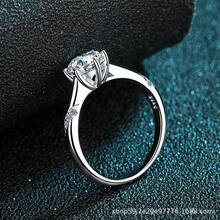 Swaro Fabricante XDY Source Zhoujia, Anillo de Joyería Ajustable de Plata 925 para Mujer, Anillo de Diamante de 0.50ct 1 QuilateDiamante sintético Moissanita, pasa detector de diamantes - moissanita de 2 quilates - Ver 4