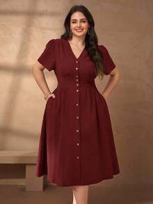 Plus Size Dresses - Bordeaux - View 6