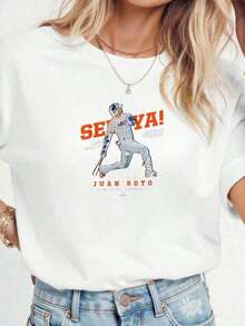 ¡Nos vemos!-Juan-Soto-New-York-Baseball-MLBPA-Camiseta Ropa de Verano para Mujer Algodón Puro - Blanco - Ver 8