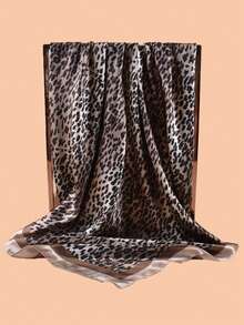 1 pieza Pañuelo de cabeza vintage con estampado de leopardo en estilo bohemio para mujer, adecuado para atuendos diarios, vacaciones en la playa, ceremonias de graduación, regreso a la escuela, celebraciones y fiestas - Camel - Ver 5