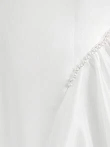 少女时尚蝴蝶结洗礼伴娘派对舞会礼服，优雅生日婚礼宴会女孩公主裙，仿珍珠 - 白色 - 查看 6
