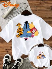 Disney Licensed, Best-Selling Women's Print: Minnie Mouse Head, Diamond Sparkle, Bow, Fashionable And Cute Printed Short-Sleeved Crew Neck T-Shirt. Crew Neck, Casual, Comfortable, Stylish, And Versatile, Suitable For Spring, Summer, And Autumn. Optimistic Design, Elastic Fabric. - trắng - Xem 1