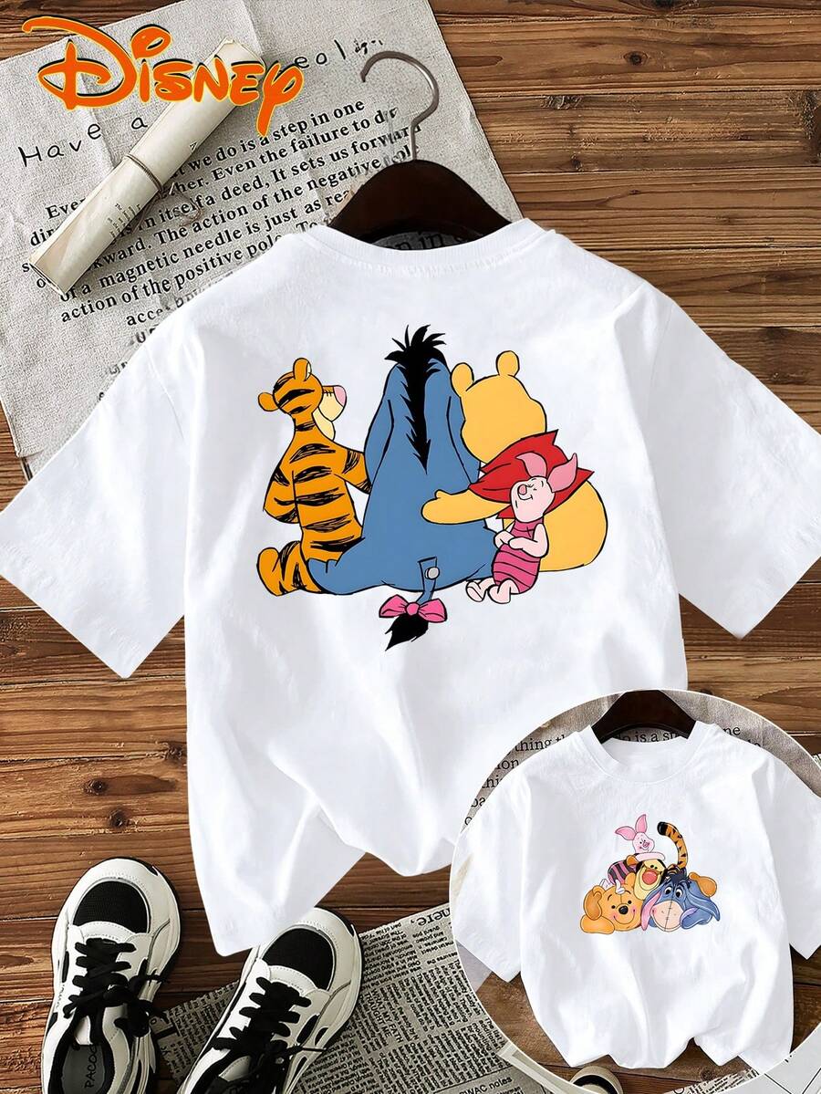 Disney Licensed, Best-Selling Women's Print: Minnie Mouse Head, Diamond Sparkle, Bow, Fashionable And Cute Printed Short-Sleeved Crew Neck T-Shirt. Crew Neck, Casual, Comfortable, Stylish, And Versatile, Suitable For Spring, Summer, And Autumn. Optimistic Design, Elastic Fabric. - trắng - Xem 1