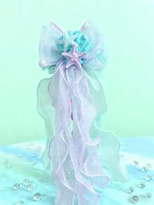 1pc Girl's Mermaid Bow Ribbon Hair Band, Suitable For Daily Wear, Summer - Multicolor - View 9