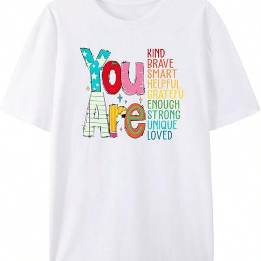 Printed T-Shirt For Men And Women - 白色 - 查看 1