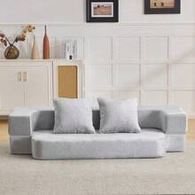 Convertible Sofa In A Modern Design, Double-Functional, No Assembly Required, Easy To Transport, Suitable For Living Rooms, Guest Rooms, Bedrooms And Other Rooms. - Light Grey - View 3