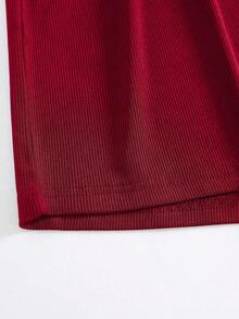 con abertura Top tank & de cintura con cordón Shorts deportivos - Rojo - Ver 4