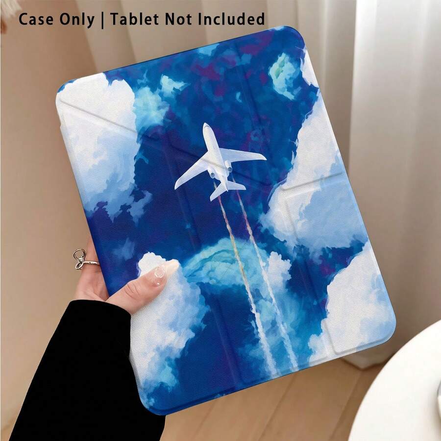 飛機與雲朵圖案彩繪效果平板保護殼附支架,相容 Honor 8/9/10/X8/X8A/X9/X8Pro/X9Pro、MatePad SE 11"/MatePad 11"/11.5"、MatePad Pro、Apple 10th/11th Gen 2025 (A16)、Galaxy Tab A7/A9 及其他熱門機型 - 款式6 - 查看 1