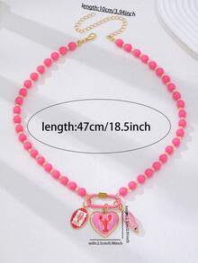 Bộ 3 dây chuyền xếp lớp chủ đề đại dương và tôm hùm - Dây chuyền hạt cườm màu xanh lá cây và hồng với mặt dây chuyền hình tôm hùm và cá tráng men, trang sức phong cách Boho mùa hè nổi bật dành cho nữ. - Nhiều màu - Xem 5