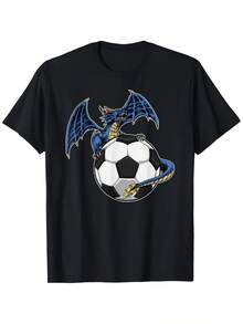 Camiseta unisex de manga corta, con un dragón azul jugando con un balón de fútbol, perfecta para hombres, mujeres y...Esta camiseta casual de manga corta es ideal para uso diario, festividades y como top para salidas de mujer. Camiseta con diseño gráfico de , diseño encantador, ropa casual de verano, ropa para climas cálidos, camisetas para mujer, camisetas para hombre, camisetas de hombre, , y2k, spiderman, camiseta del Mundial  2026, regalos para tu novio, retro vintage, camisetas de gimnasio para hombre, spiderman, camiseta del Mundial  2026, regalos para tu novio. - Negro - Ver 6
