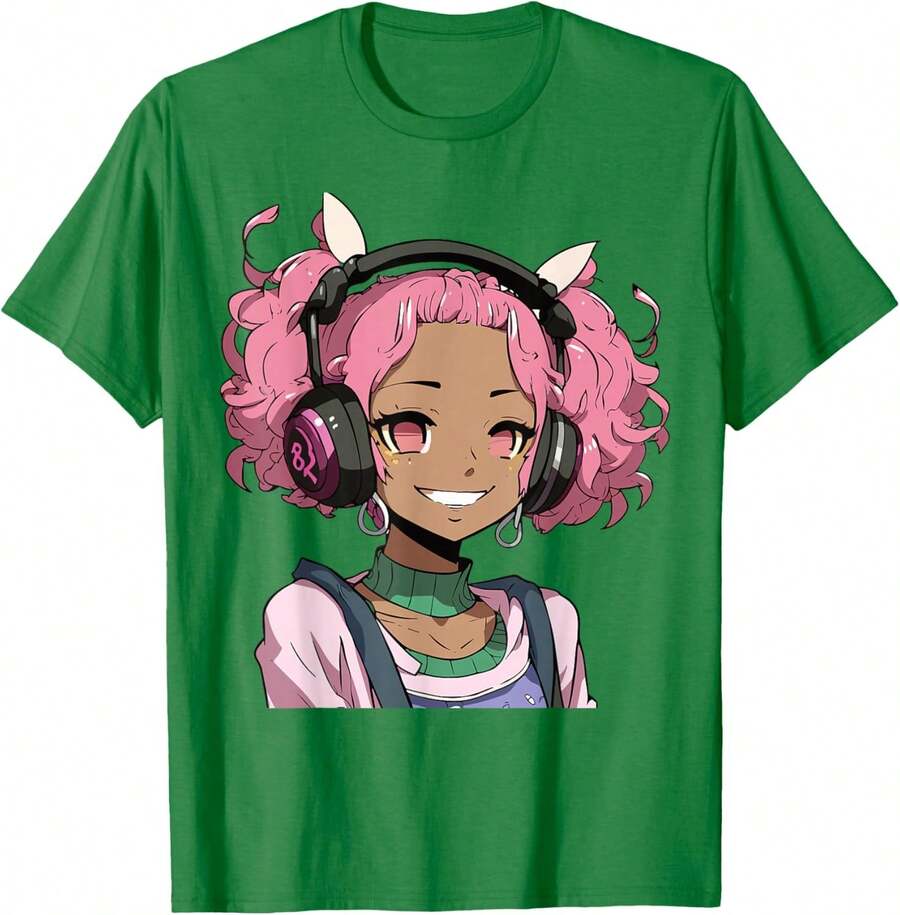 African American Anime And Music T-Shirt For - 維德凱利 - 查看 1