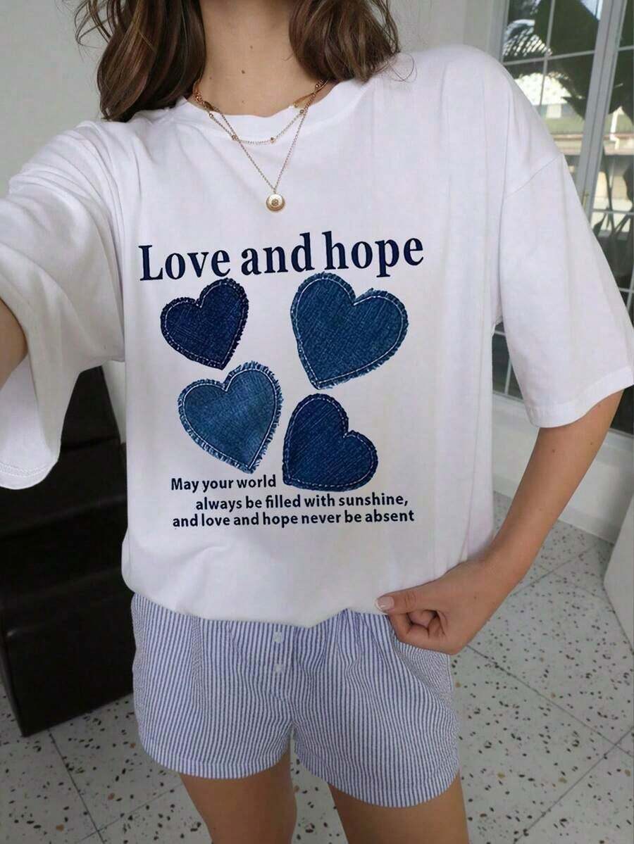 Camisetas De Mujer AlgodóN Camiseta De Moda Femenina De Verano De Manga Corta Camiseta De Moda Casual Al Aire Libre 'Letras Y Café' Estampado Camiseta Casual Femenina Suelta - Blanco - Ver 1
