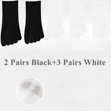 5 pares de calcetines de cinco dedos para mujer, de algodón y malla, calcetines de verano con dedos separados, deportivos, antideslizantes, de corte bajo hasta el tobillo. - 5 pares mix02 - Ver 11