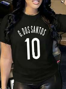 Playera "G. Dos Santos 10 Selección Mexicana" para Mujer - Diseño Deportivo Casual - Negro - Ver 2