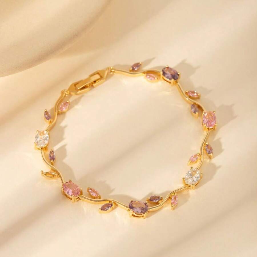 1 chiếc vòng tay dây lá màu tím hoàng gia tự nhiên, quà tặng dự tiệc cho phụ nữ - ST-485 - Xem 1
