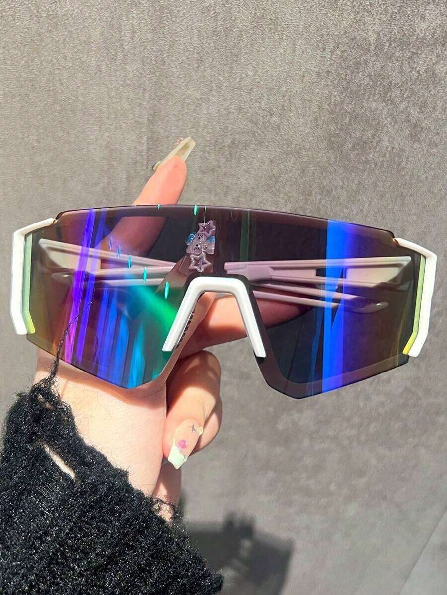 1 Piece / 3 Pieces / 5 Pieces Oversized Men's Gradient Sports Glasses, Fashionable For Cycling, Driving And Sports, Color Changing Sports Glasses, Suitable For Outdoor Travel - 藍色的 - 查看 1