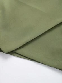 Minifalda asimétrica envolvente de unicolor casual para mujer, falda-pantalón minimalista de moda para el verano - verde musgo - Ver 4