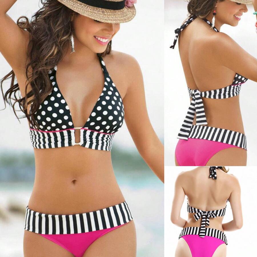 Polka Dot Print Fashion Bikini Women's Two-Piece Swimsuit BIKINI