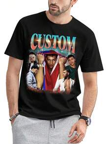 Your T-Shirt With Personalized Text, Custom Your Own Bootleg Shirts, Custom Bootleg Rap Tee, Birthday Gift - 灰色 - 查看 5