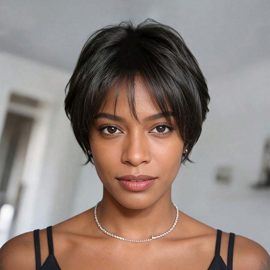 Glueless Short Pixie Cut Remy Human Hair Wig With Nature Color, Comfortable Rose Cap For Daily Wear, Parties, Suitable For All Light Beige Tones, 150% Density Real Natural Vibe Versatile Style For Every Day Parties Comfort Fit