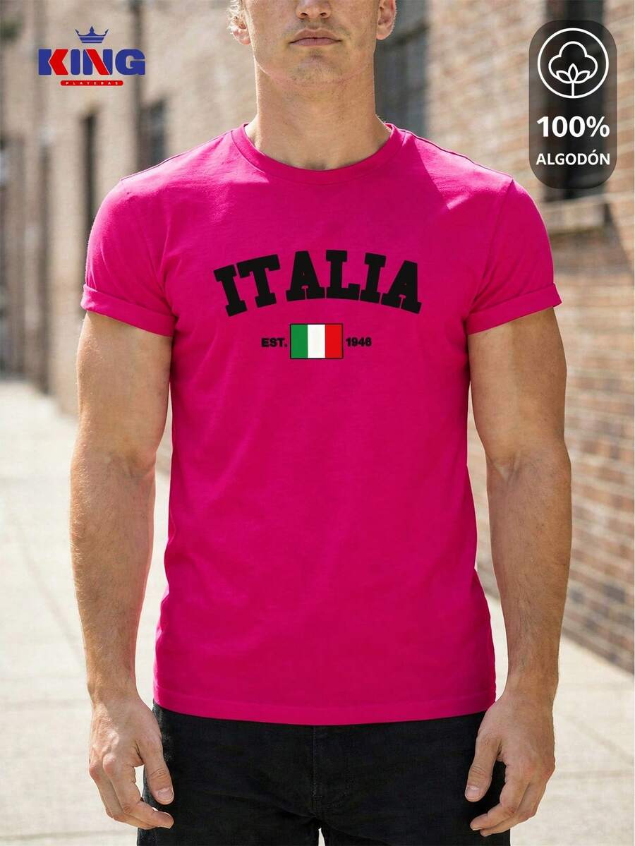King T-shirt Men T-Shirts - Hot Pink - View 1