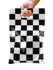 10 piezas Bolsas de regalo a cuadros blanco y negro, patrón de bandera a cuadros, adecuadas para bolsas de regalo de fiesta de cumpleaños, bolsas de regalo de fiesta con tema de carreras, bolsas de embalaje de recuerdos de fiesta y bolsas de almacenamiento de pequeños regalos - Talla única - Ver 1