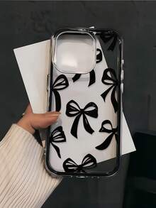 1個時尚蝴蝶結圖案手機殼，雙色TPU防震軟殼，相容於Apple 11/12/13/14/14Plus/15/15Plus/16/16Plus/17/17Pro - 彩色 - 查看 3