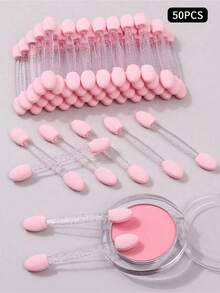 300 Pcs Disposable Makeup Applicators Tools With Triangle Puffs, Lip Applicators Eyeliner Brushes Mascara Wands Makeup Artist Kit Essentials With Box - Pink - View 9