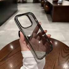 Minimalist Shockproof Thick Glitter Transparent Phone Case, Suitable For IPhone 16 Pro Max/16/16 Pro/16 Plus/15/15 Pro Max/15 Plus 15 Pro/14 Pro Max/14 Pro/14/13 Pro Max/13/13 Pro/13 Pro Max/12/12 Pro Max/12 Pro/11/11 Pro Max/11 Pro Soft Protective Cover - Black - View 2
