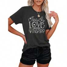 Teacher T-Shirts: "Dear Student Behind Me" Print, Inspirational Teacher T-Shirt, Short Sleeve Teacher Appreciation T-Shirt, Breathable And Comfortable. - 黑色 - 查看 2