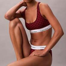 Calvin Klein Calvinklein Icon Cotton Modal Unlined Bralette QF8493 - Seamless Emblem / Dark Berry - View 4